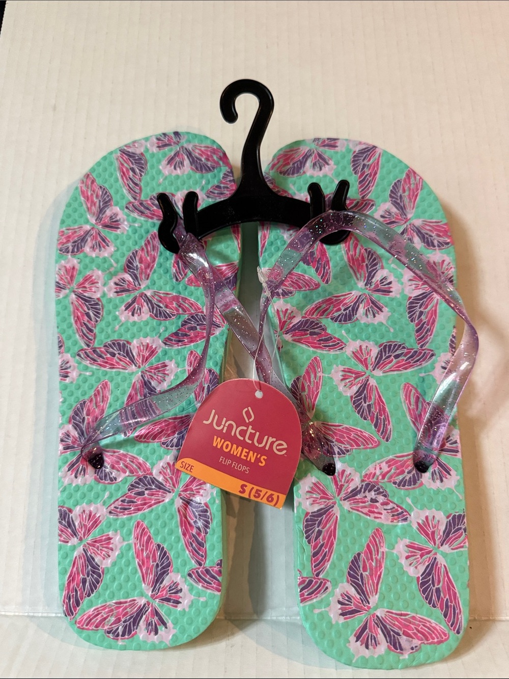 Juncture Women's Mint Pink Butterfly Flip Flops